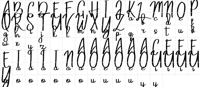 Belatoni Regular  glyph index