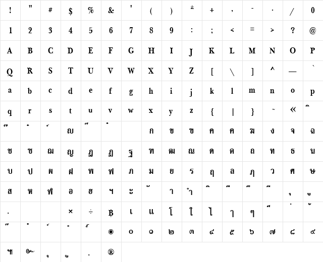 PSL-Irene Bold  glyph index