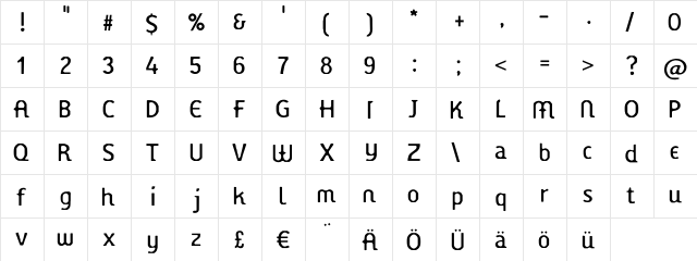 Hasenchartbreaker Regular  glyph index