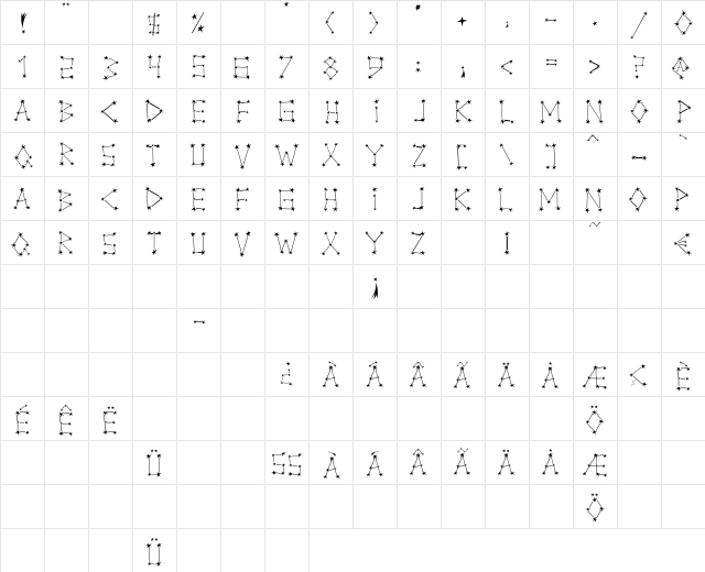 Milky Way Stars Regular  glyph index