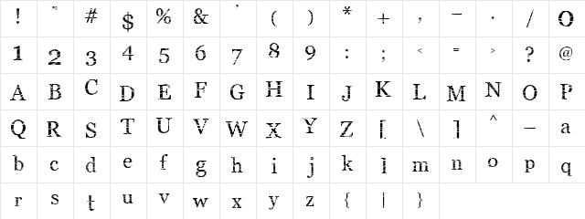 SM_middlisM Bold  glyph index