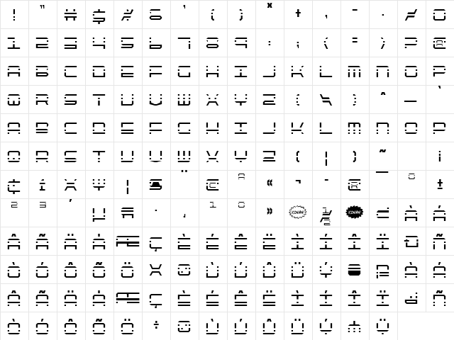 QuickQuick Condensed Condensed  glyph index