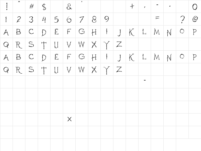 Horroh Regular  glyph index