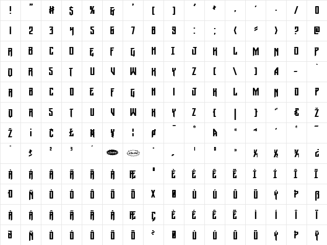 Winter Solstice Regular  glyph index