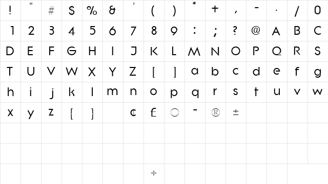 SaborSSK Regular  glyph index
