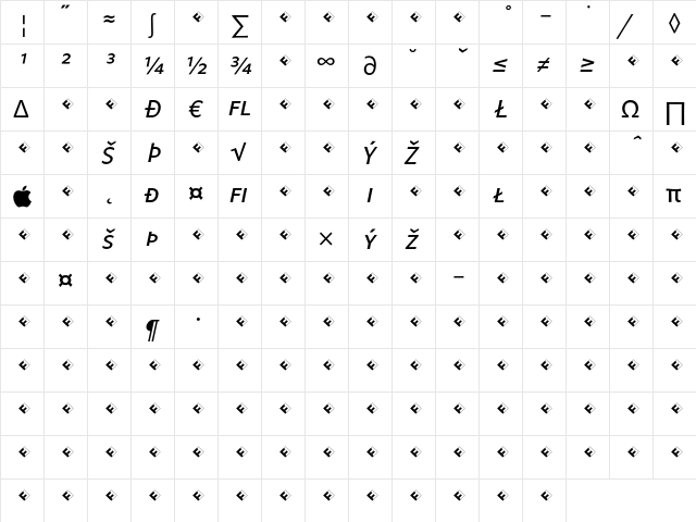 Legato SC Regular Italic Expert  glyph index