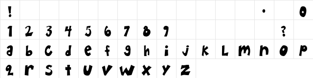 Happy Hero Regular  glyph index