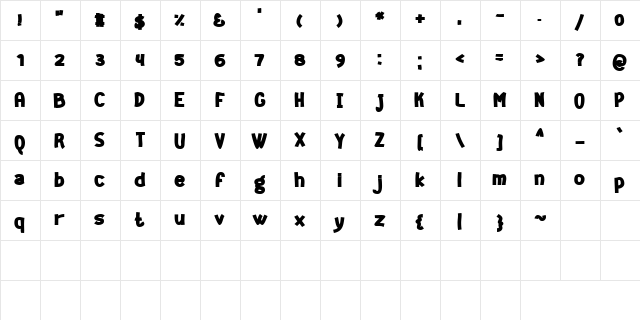 Geeker Black Regular  glyph index