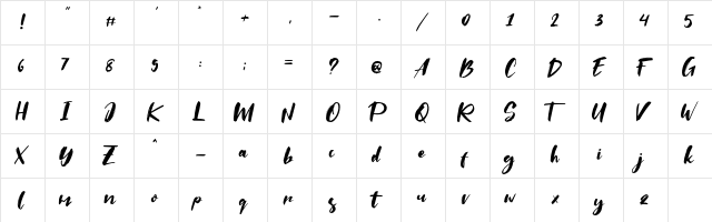 Saltino Regular  glyph index