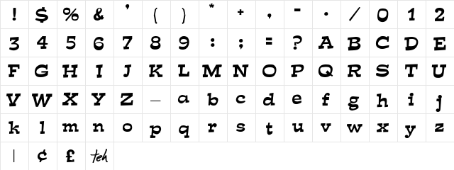 Fish Face Regular  glyph index