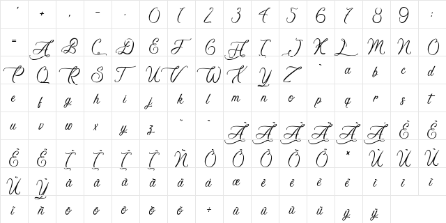 Avenue du Vapoteur Regular  glyph index