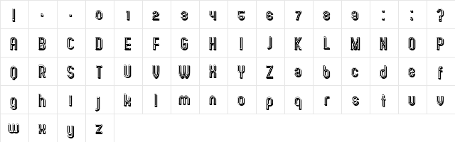 Olympus Regular  glyph index