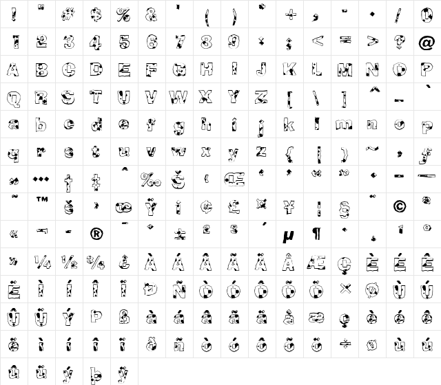 a_BrokerAbst Regular  glyph index