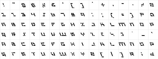 Missile Man Leftalic Leftalic  glyph index