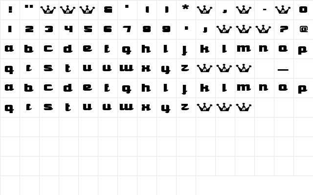 Hydromatic Regular  glyph index