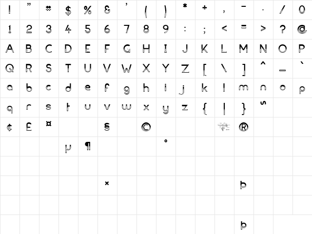 Dark Bastion Regular  glyph index