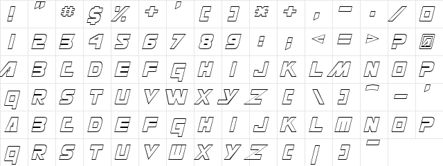 Masterforce Hollow Regular  glyph index