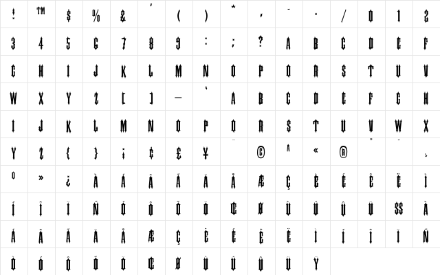 Gipsy-Medium Regular  glyph index