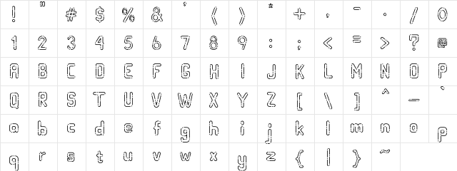 Hollow Space Regular  glyph index