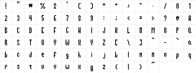 Sans Width Regular  glyph index