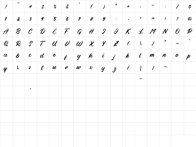 Blessed Friday Rounded Regular  glyph index