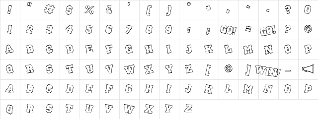 Sleeping Beauty Regular  glyph index