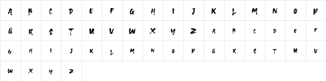 OneBrush Regular  glyph index