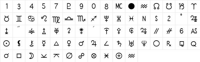StarLightDemi Medium  glyph index