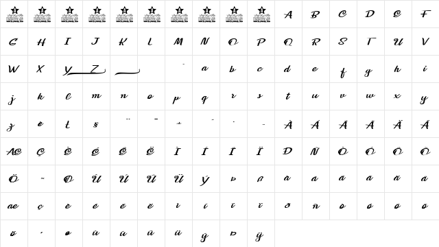 Soulstice Personal Use Regular  glyph index