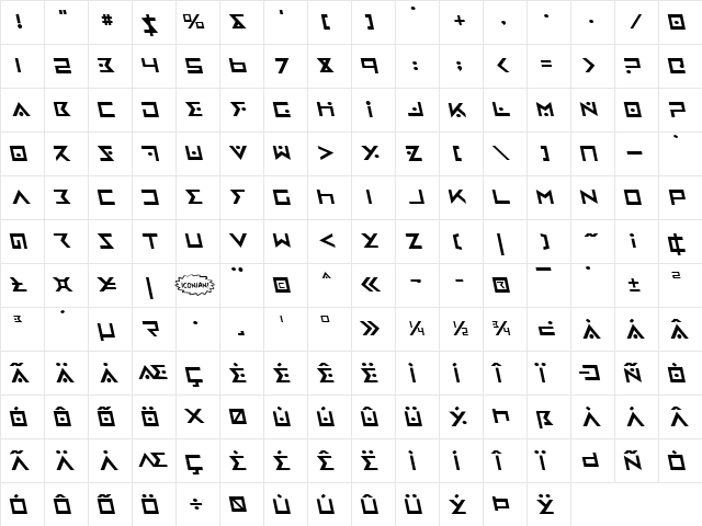 Iron Cobra Leftalic Leftalic  glyph index