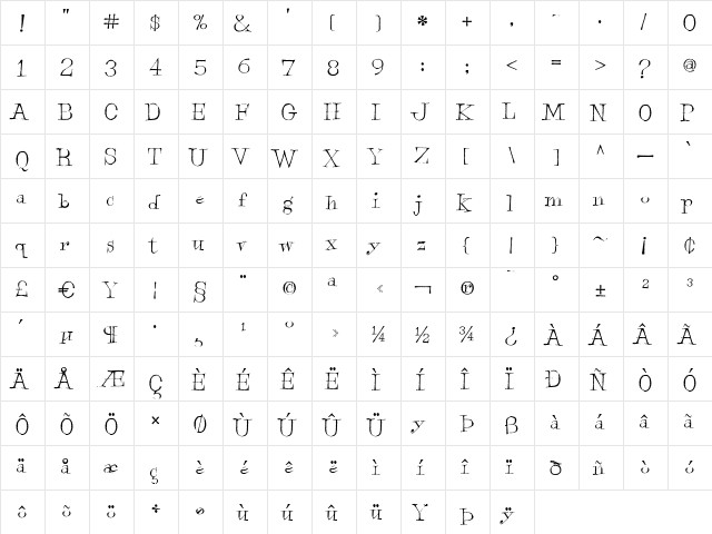 PinkFlamingo Regular  glyph index