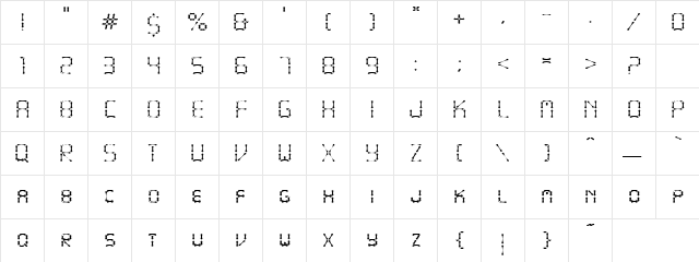 Pointy Iron Fence Regular  glyph index