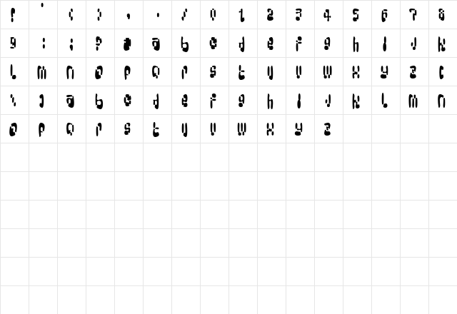 Bad Regular  glyph index