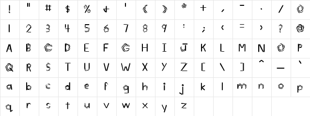 Tvister Regular  glyph index