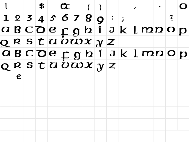 Manual Regular Regular  glyph index