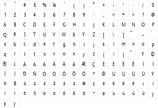 FZ BASIC 25 COND Normal  glyph index
