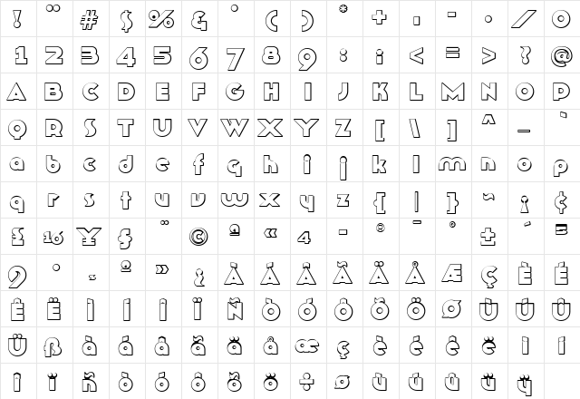 TFRoux Regular  glyph index