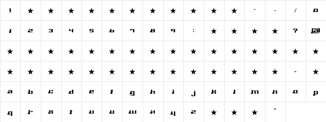 machine Regular  glyph index