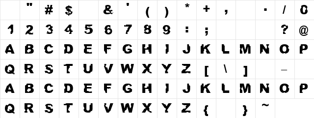 munch Regular  glyph index