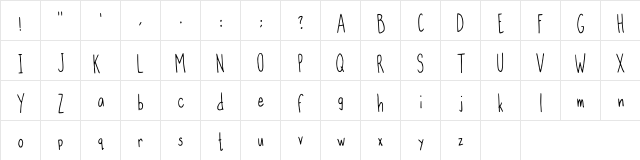 Slim Handwritten Regular  glyph index