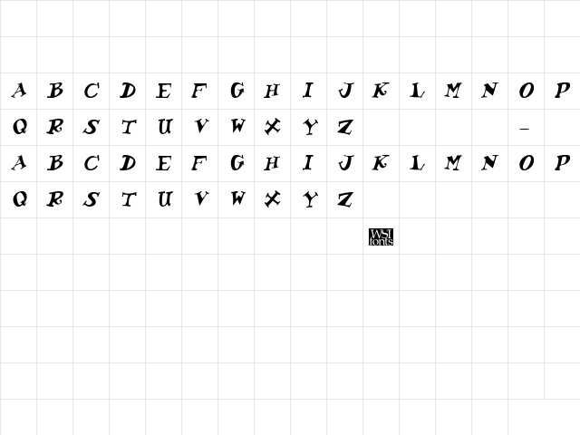 KoolKapsDisplay Italic  glyph index