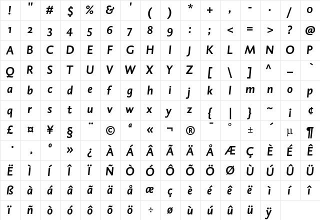 DTLCaspariST BoldItalic  glyph index
