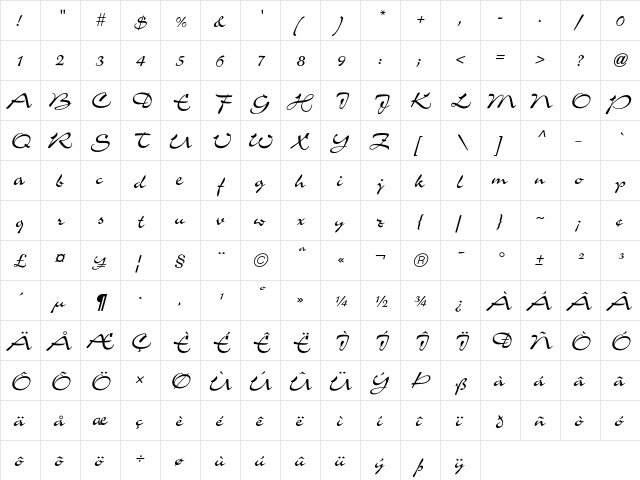 CharmeICG Regular  glyph index