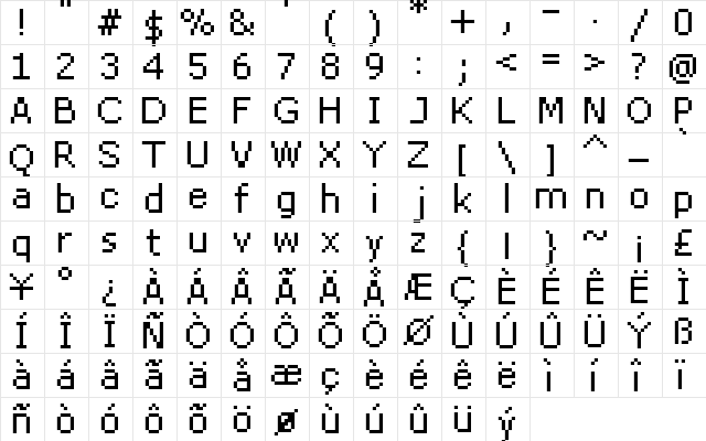 FFF Star Regular  glyph index