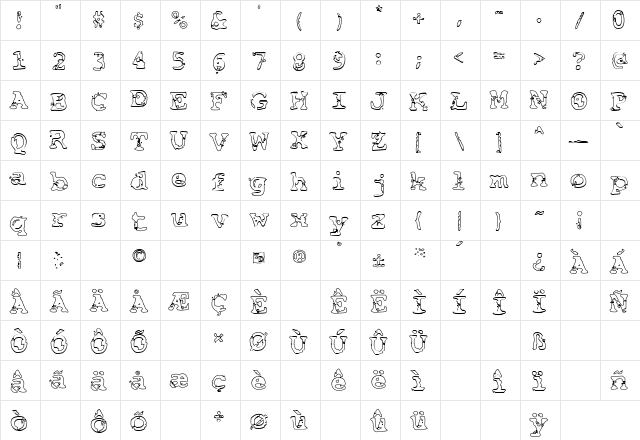 Smash Hollow Regular  glyph index