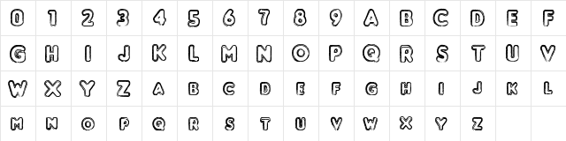 Punched Regular  glyph index