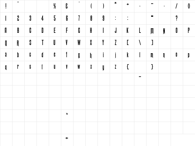 Mansion Regular  glyph index