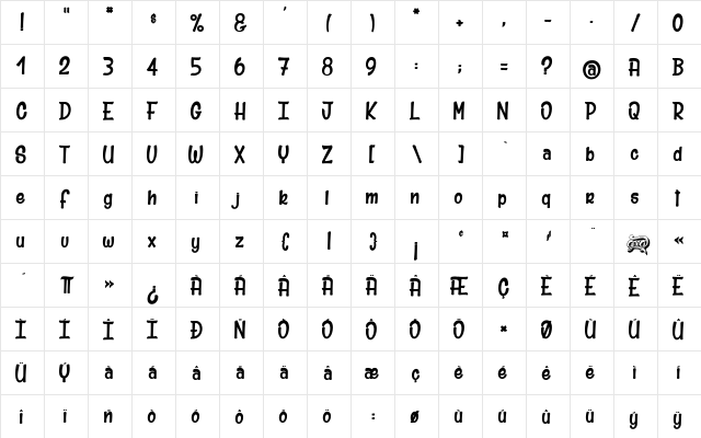 Mr Sunshine 2 Regular  glyph index