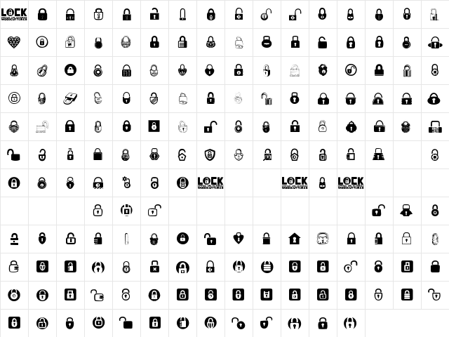 Lock Regular  glyph index