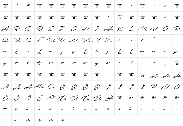 This is Signature Regular  glyph index